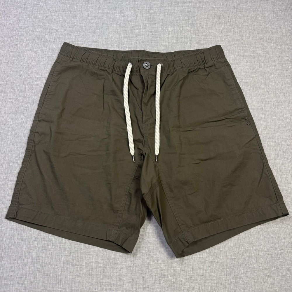 Vuori Ripstop Chino Shorts Mens XL Green Cotton Spandex Drawstring Athletic